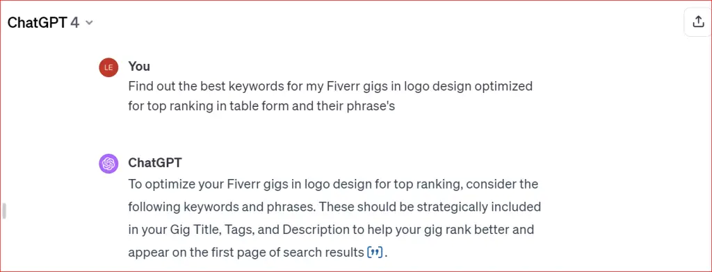 Fiverr Keyword Research with AI(ChatGpt-4)